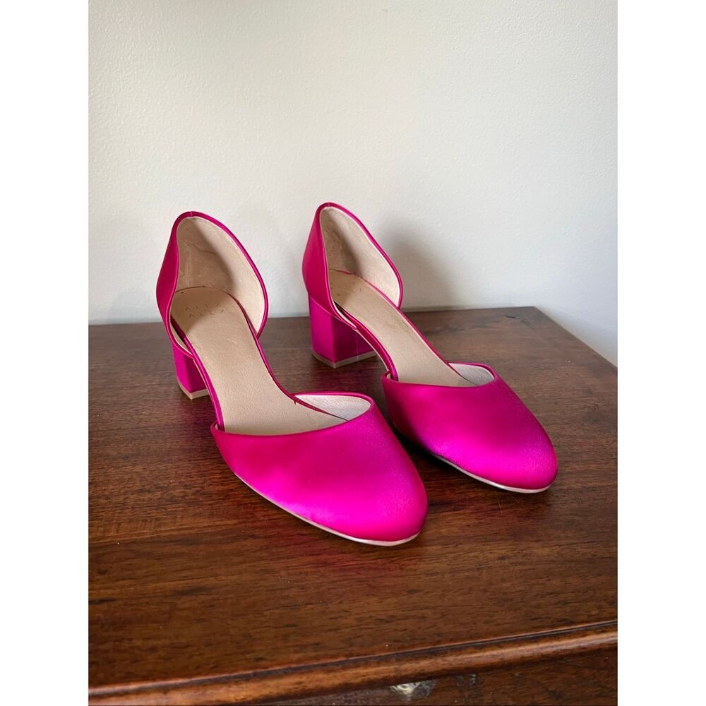 Alex + Alex Fuchsia Satin Block Heel Pumps D’Orsay Pink Size 8